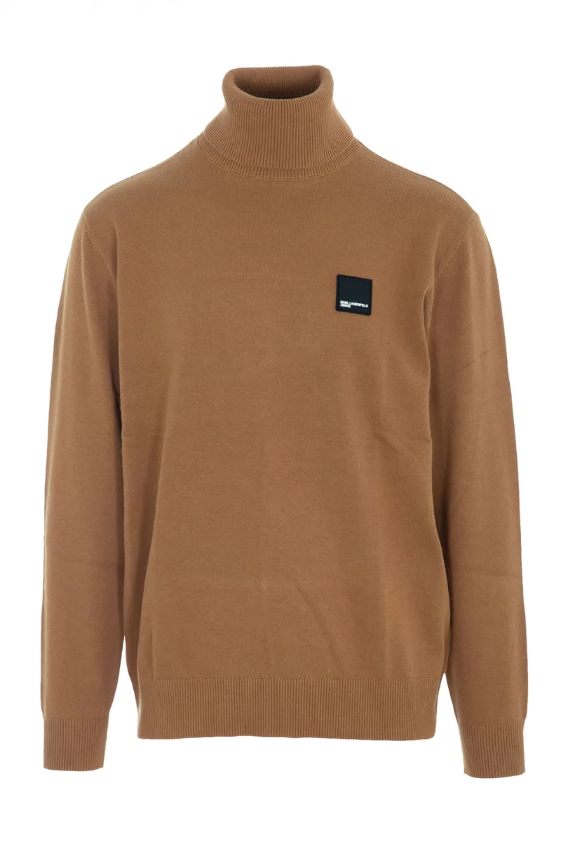 KARL LAGERFELD JEANS ΠΛΕΚΤΟ ROLLNECK REGULAR FIT ΚΑΜΕΛ