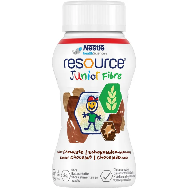 Nestle Resource Junior Fibre Πόσιμο Θρεπτικό Σκεύασμα Υψηλής Θερμιδικής Αξίας με Εδώδιμες Ίνες, Βιταμίνες & Μέταλλα για τη Διαιτητική Διαχείριση Ασθενών Άνω του 1 Έτους με Υποθρεψία με Γεύση Σοκολάτα 200ml - Chocolate