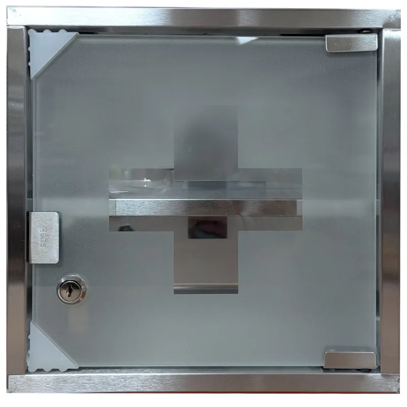 Matsuda Wall Mounted Inox Medicine Cabinet Φαρμακείο Τοίχου από Ανοξείδωτο Ατσάλι με Ημιδιάφανη Πόρτα 30x12x30cm
