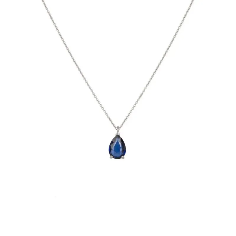 Λευκόχρυσο γυναικείο κολιέ Κ18 Sapphire Tear 049610 049610 Χρυσός 18 Καράτια