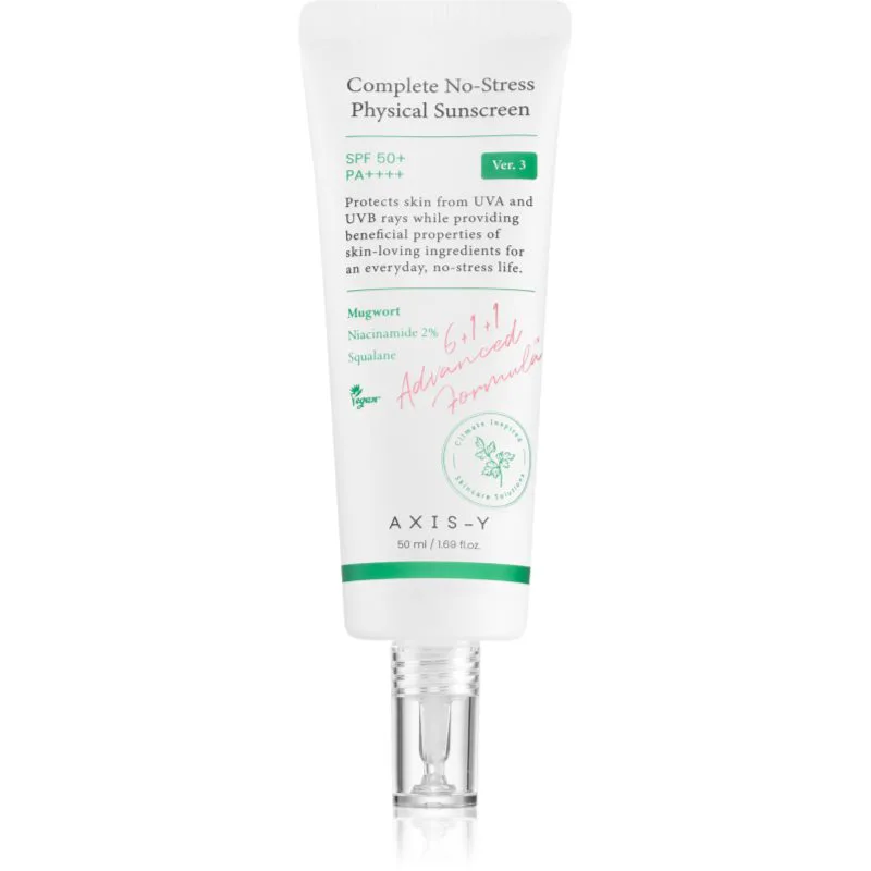 AXIS-Y 6+1+1 Advanced Formula Complete No-Stress Physical Sunscreen ελαφριά προστατευτική κρέμα προσώπου SPF 50+ 50 ml