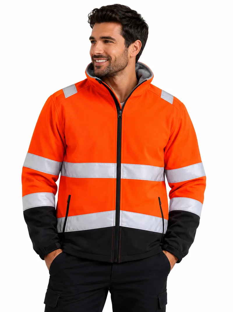 Ανδρικό μπουφάν Softshell με ανακλαστικές ταινίες Result R450X Fluorescent Orange/Black