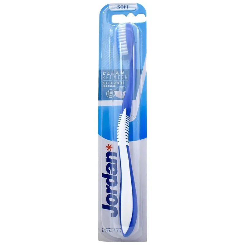 Jordan Clean Between Deep & Gentle Toothbrush Soft 0.01mm Μαλακή Οδοντόβουρτσα για Βαθύ Καθαρισμό με Εξαιρετικά Λεπτές Ίνες 1 Τεμάχιο - Μπλέ