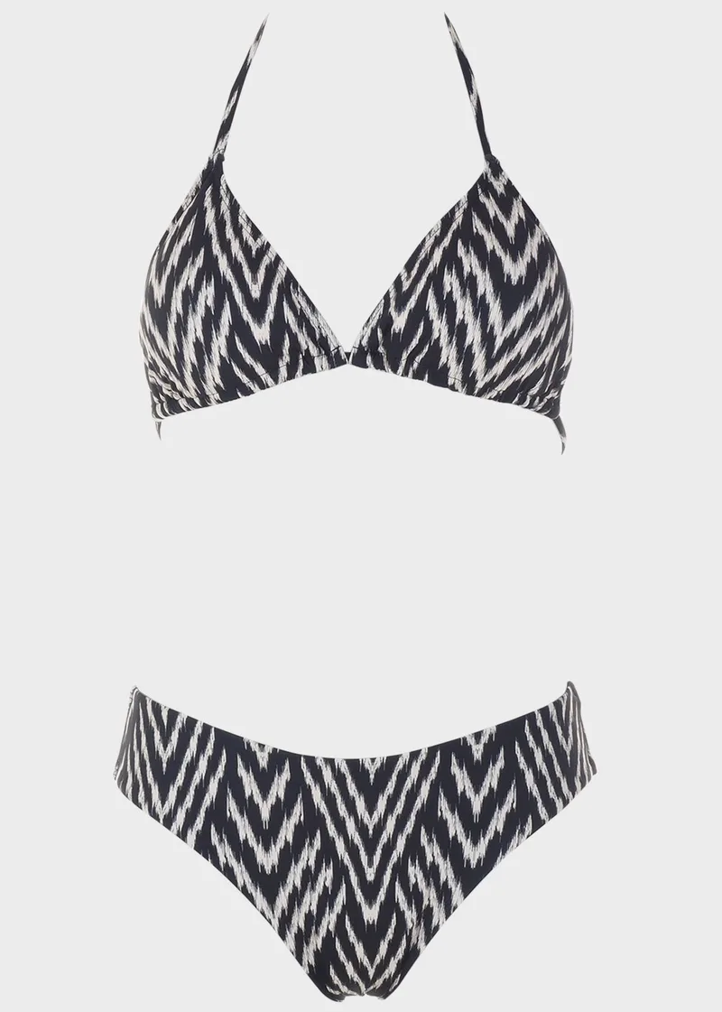 Bikini τριγωνάκι all print. Kαλύπτει Β Cup ΜΑΥΡΟ