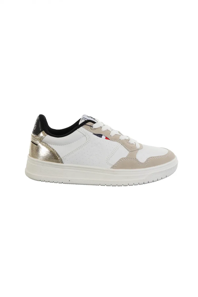 U.S. POLO ASSN. ΠΑΠΟΥΤΣΙΑ SNEAKERS LOGO ΛΕΥΚΟ/ΜΠΕΖ / ΧΡΥΣΟ