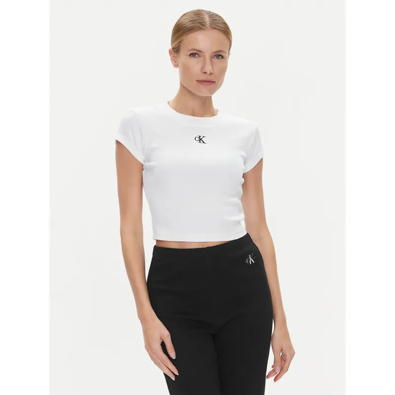 Calvin Klein Jeans T-Shirt J20J218337 Λευκό Slim Fit