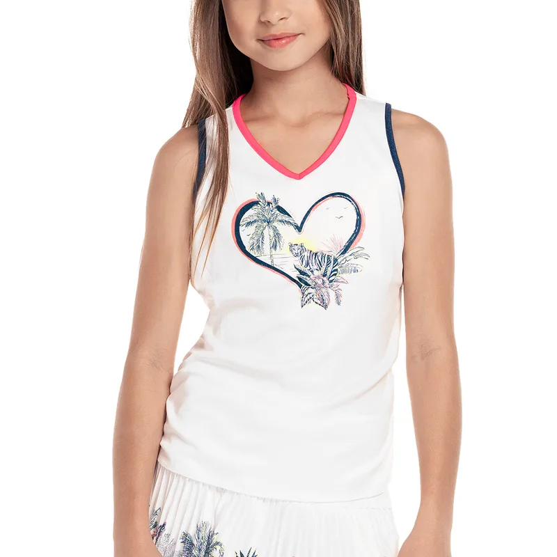 Lucky In Love Palms D'Amour Girl's Tennis Tank