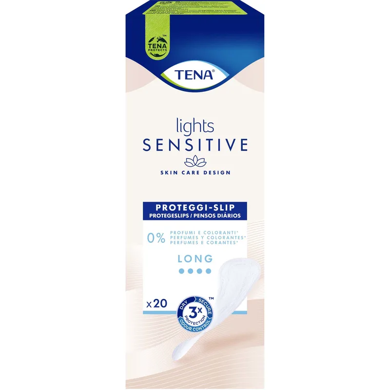 Tena Lights Sensitive Long Σερβιετάκια για Ελαφριά Μορφή Ακράτειας, Χωρίς Άρωμα & Χρωστικές 20 Τεμάχια