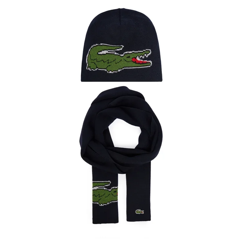Σετ Κασκόλ και Σκούφος Lacoste RB1515-00 Σκούρο μπλε