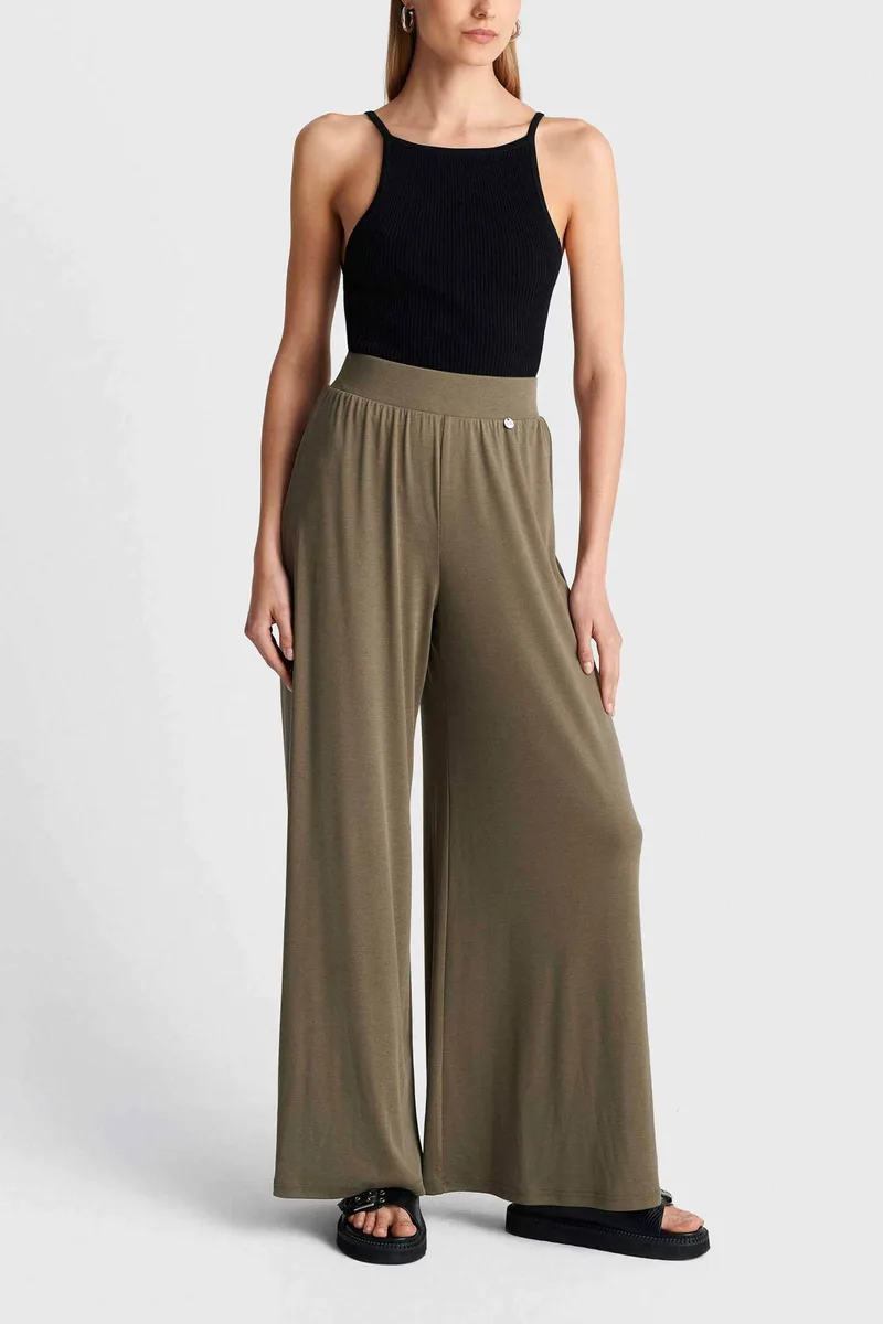 'ALE γυναικεία παντελόνα μονόχρωμη Loose Fit - 8923042 Χακί