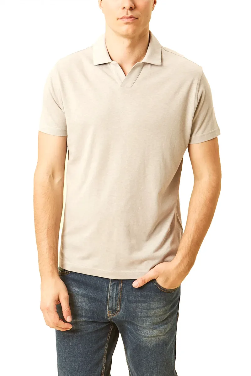 DORS POLO V-PLACKET ΓΚΡΙ-ΜΠΕΖ