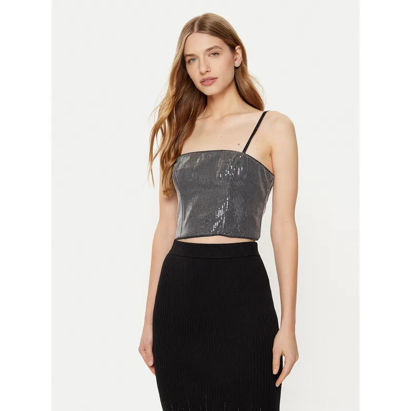 Guess Τοπ W5RH0G WGX40 Ασημί Slim Fit