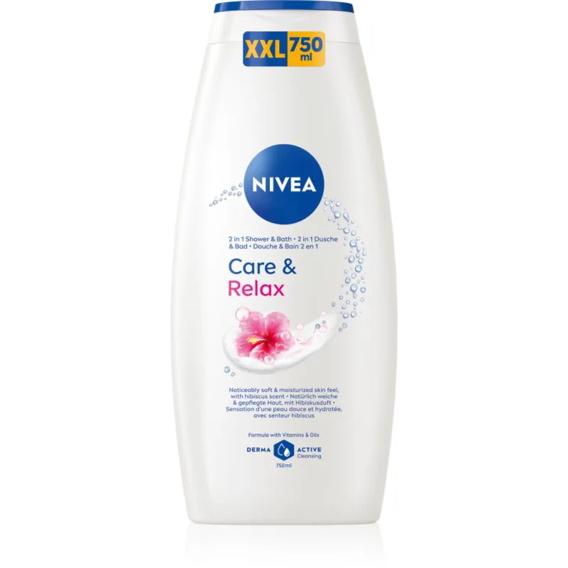 NIVEA Care & Relax αφρόλουτρο για μπάνιο και ντους τζελ 2 σε 1 750 ml