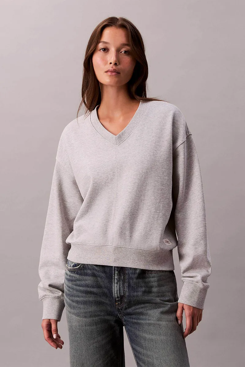 Calvin Klein Jeans γυναικεία μπλούζα φούτερ μονόχρωμη Relaxed Fit - LV047E237G Γκρι