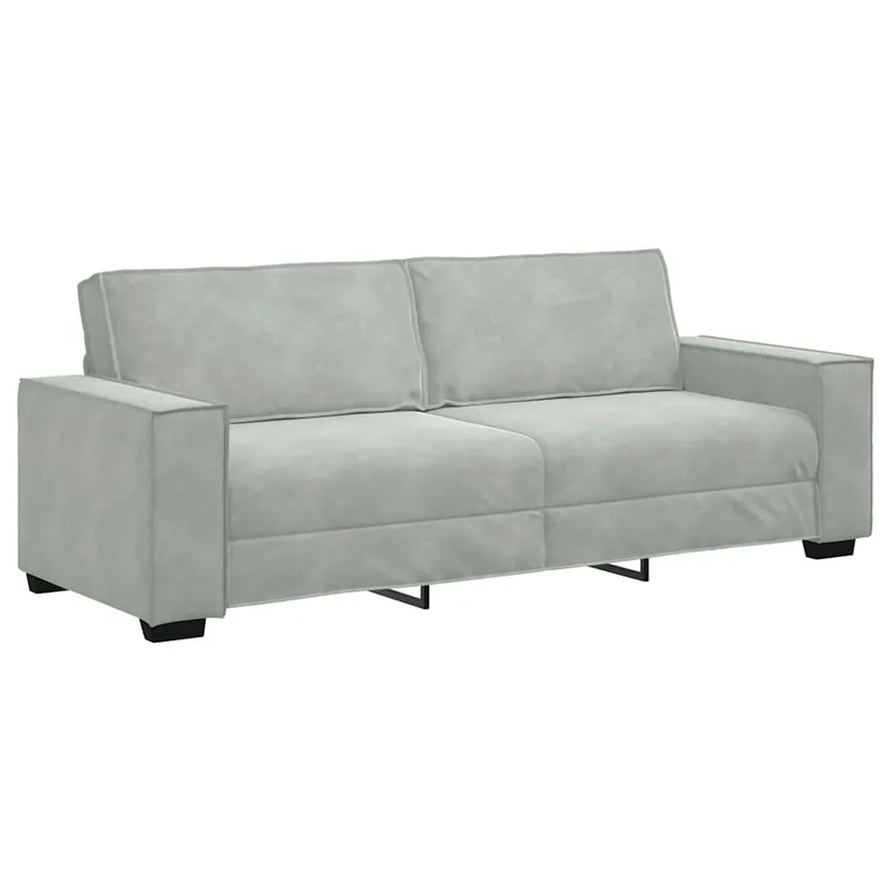 vidaXL Τριθέσιος Καναπές Ανοιχτό Γκρι 220x78x84 εκ. Βελούδο