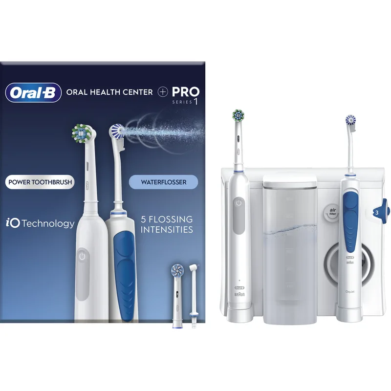 Oral-B Oral Health Center Advanced Irrigator + Pro Series 1 Σύστημα Συσκευής Καταιονισμού & Ηλεκτρικής Οδοντόβουρτσας για Υψηλού Επιπέδου Καθαρισμό των Δοντιών & Πλήρης Στοματική Φροντίδα 1 Τεμάχιο