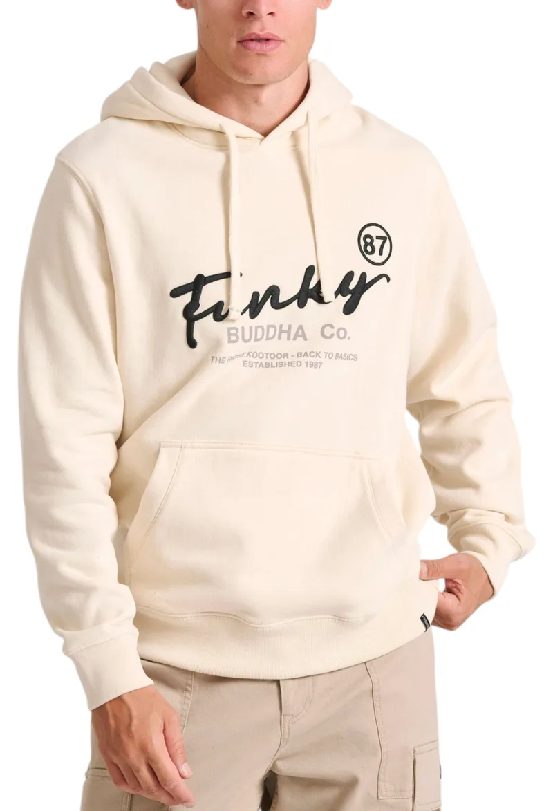 Μπλούζα Μακρυμάνικη Funky Buddha Relaxed Fit With Embroidery On The Chest FBM010-013-06-CHALK Ανδρικό