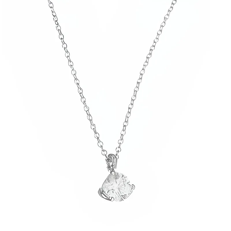 Κολιέ με zircon Μονόπετρο σε Λευκόχρυσο κ9 42cm Gatsa ΚΛ0021