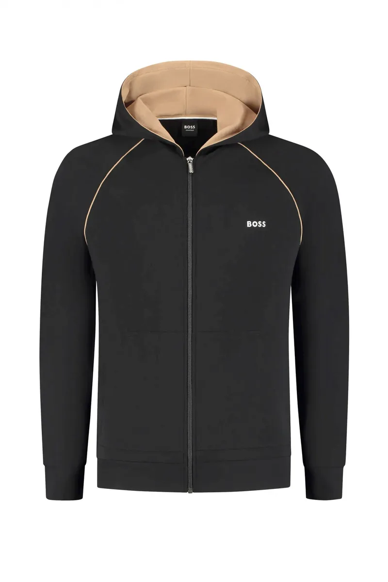 BOSS HOMEWEAR ΦΟΥΤΕΡ ZIPHOOD MIX&MATCH JACKET H ΜΑΥΡΟ
