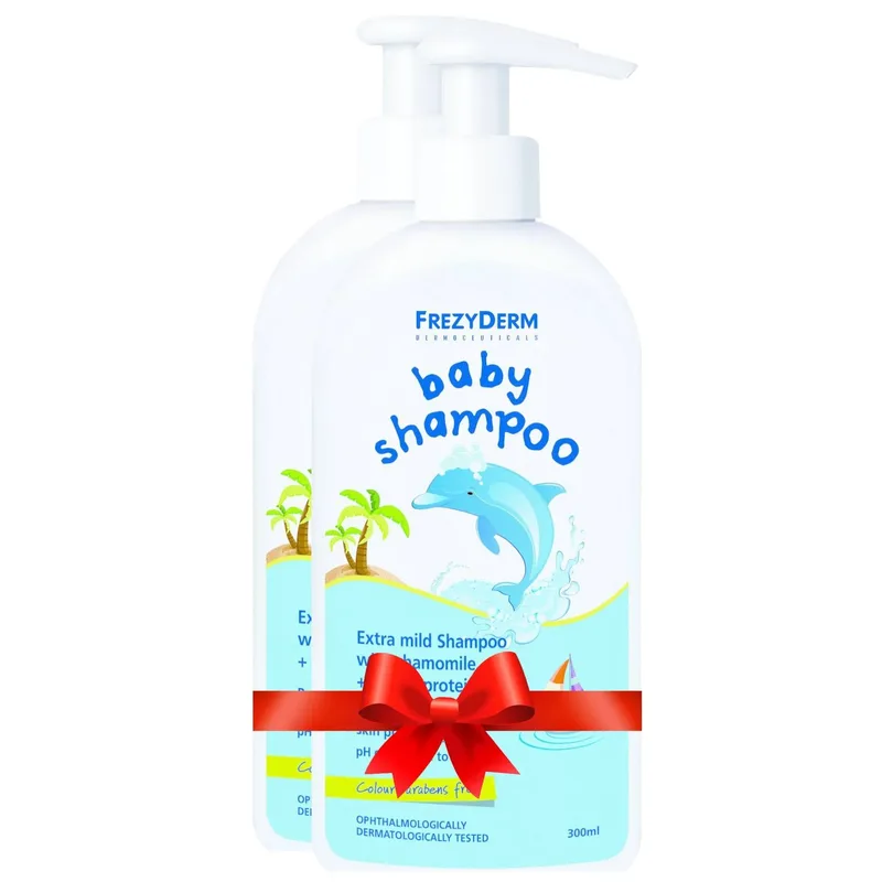 Σετ Frezyderm Baby Shampoo Βρεφικό Σαμπουάν με Χαμομήλι Εστέρες Αμυγδάλου & Πρωτείνες Σιταριού 2x300ml