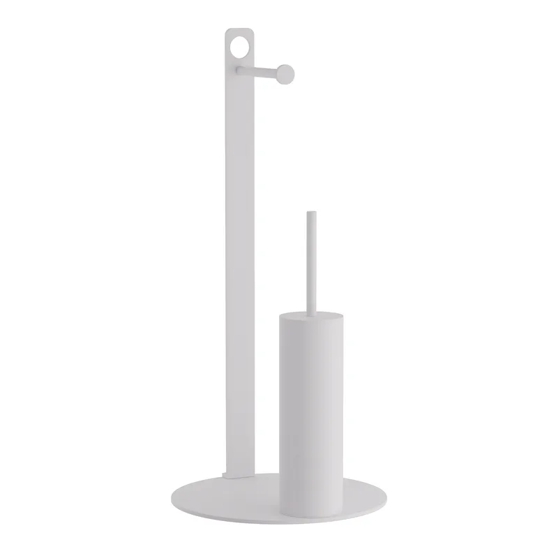 Πιγκάλ Με Χαρτοθήκη Ανοξείδωτο Matt White Pam & Co Φ28x60εκ. 4-400-033 (Υλικό: Ανοξείδωτο, Χρώμα: Λευκό) - Pam & Co - 4-400-033