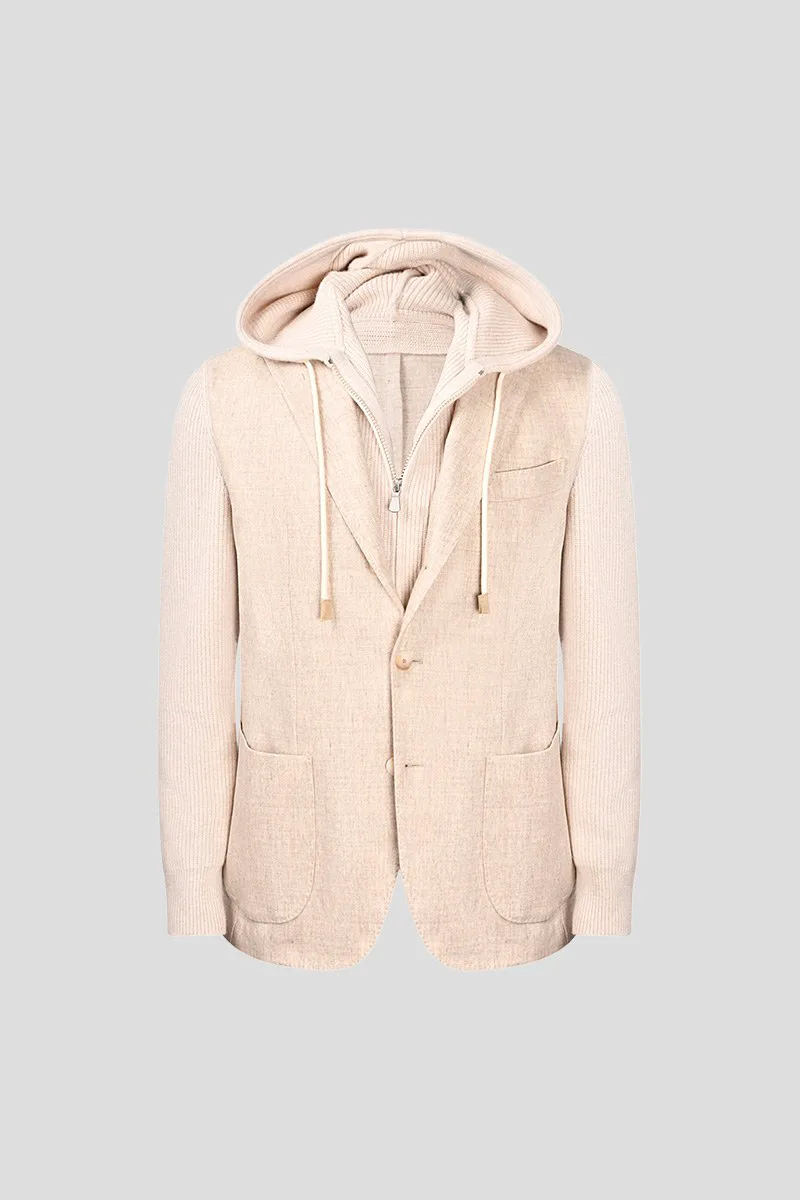 GRAN SASSO Ανδρικό Μπεζ Super Geelong and Flannel Hooded Jacket