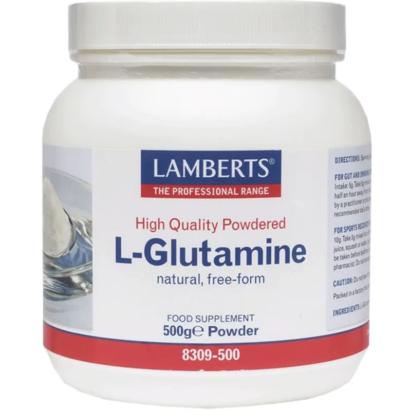 Lamberts L-Glutamine Free Form Powder Συμπλήρωμα Διατροφής σε Μορφή Σκόνης για την Καλή Λειτουργία του Εντέρου & την Αποκατάσταση των Μυών μετά την Άσκηση 500gr