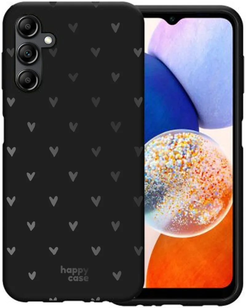 HappyCase Θήκη Σιλικόνης Samsung Galaxy A14 - Hearts Print Black (8719246398964)
