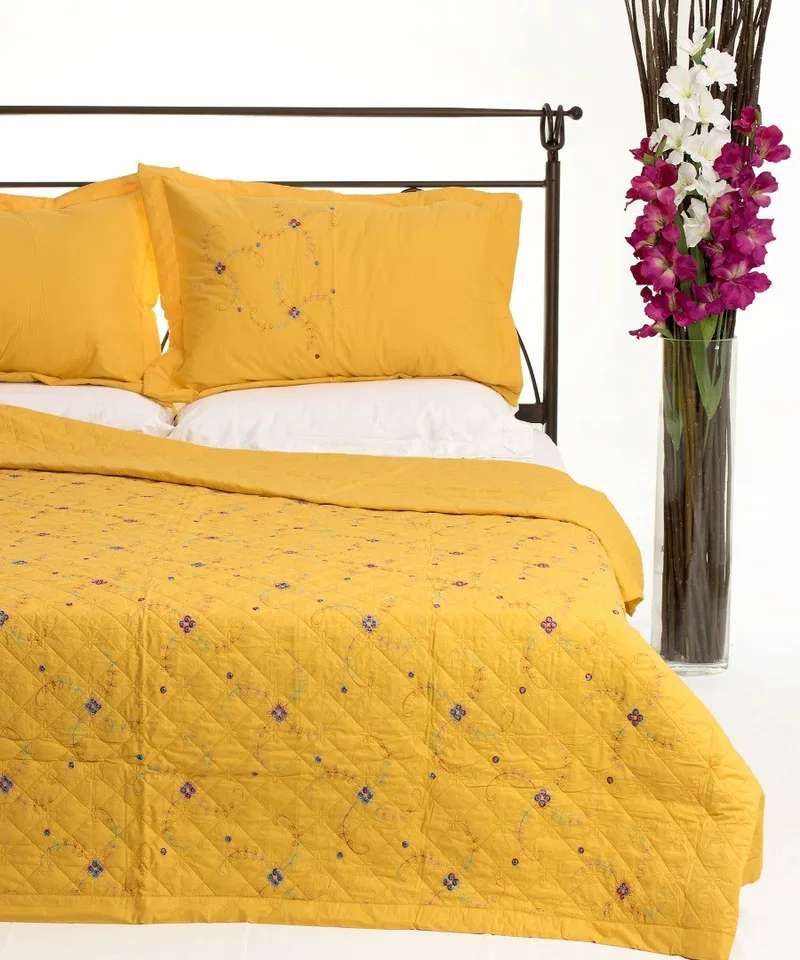 Σετ Κουβερλί Υπέρδιπλο Silk Fashion 24 Κίτρινο 220x240