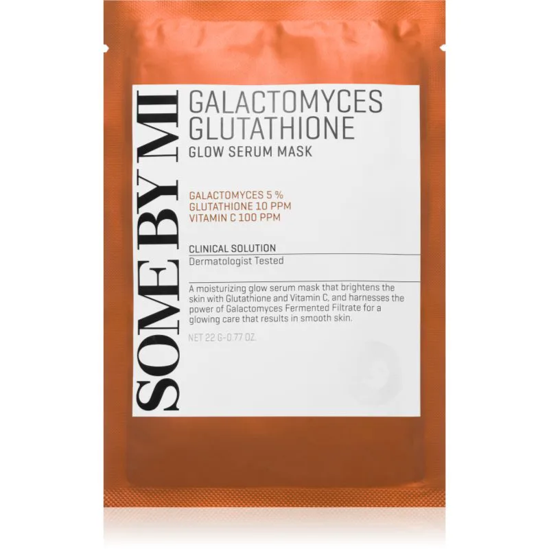 Some By Mi Galactomyces Glutathione Glow Serum Mask λαμπρυντική υφασμάτινη μάσκα λάμψης για ευαίσθητη και ξηρή επιδερμίδα 22 γρ