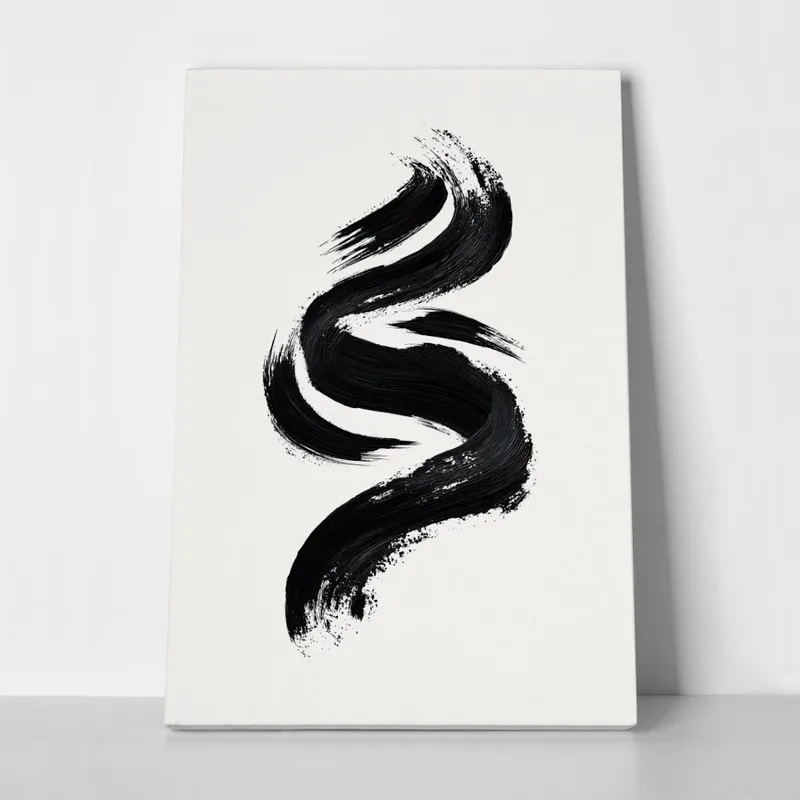 Πίνακας σε Καμβά BOHO BLACK & WHITE WAVE BRUSH STROKE 3