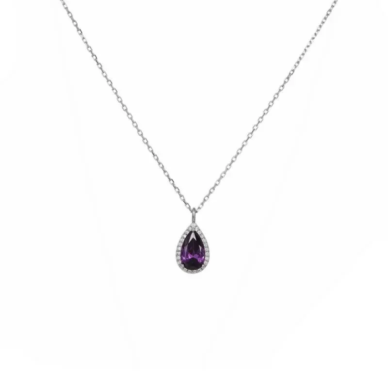 Ασημένιο κολιέ ροζέτα 925 purple drop 041442 041442 Ασήμι