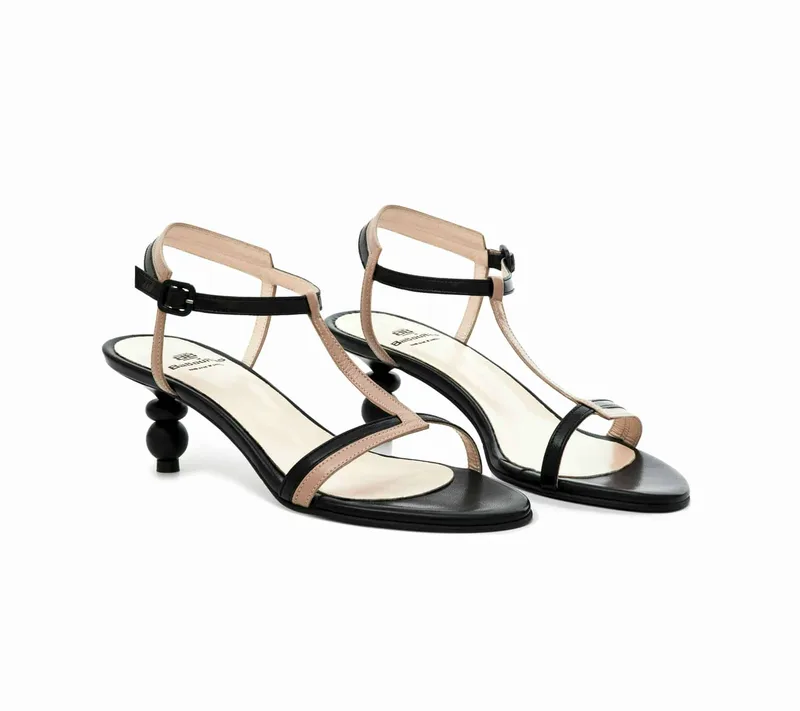 Δερμάτινα Πέδιλα Art 19SS50 Black + Μπεζ