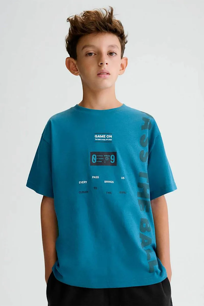 Mayoral παιδική μπλούζα με print - 6034-S26 Πετρόλ