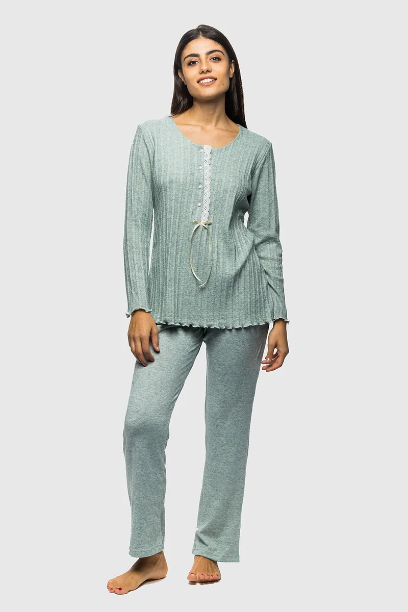 Koyote Γυναικεία χειμερινή πυτζάμα Cashmere με πατιλέτα Plus size (3XL-4XL)-ΚΓ5446-Ac