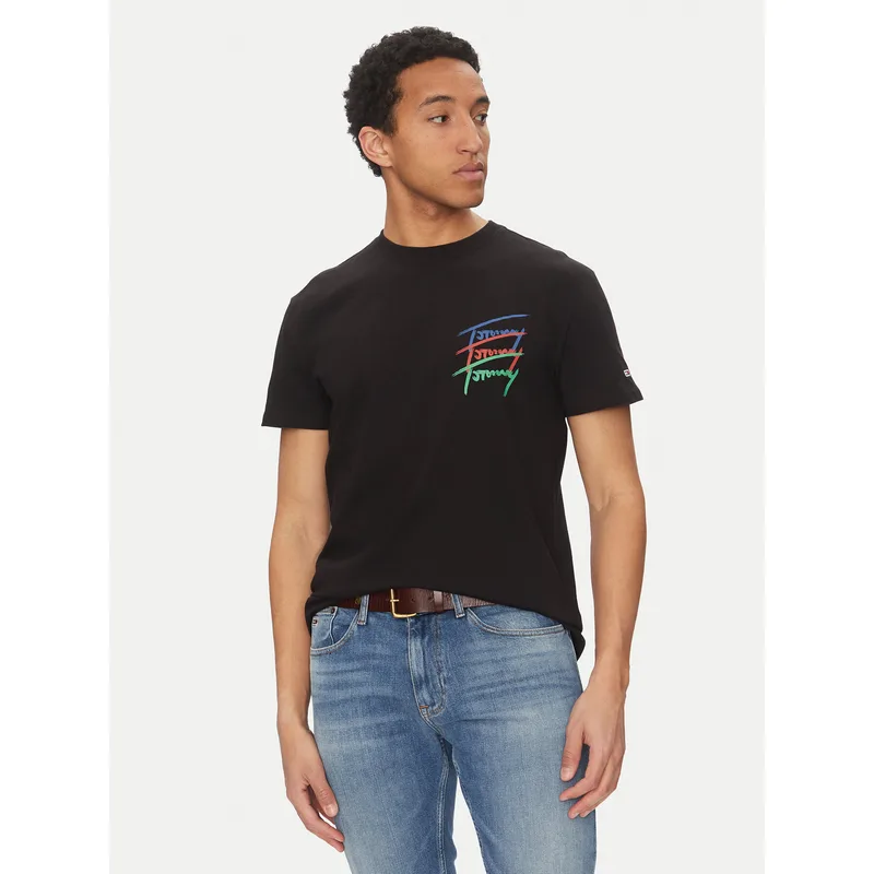 Tommy Jeans T-Shirt Twisted Signature DM0DM20771 Μαύρο Regular Fit