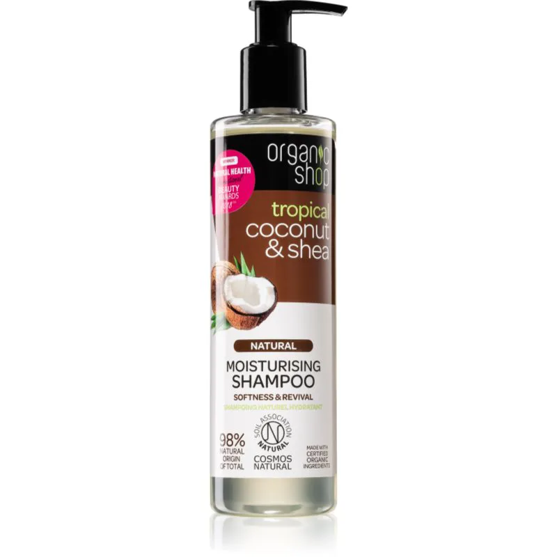 Organic Shop Natural Coconut & Shea ενυδατικό σαμπουάν για ξηρά και κατεστραμμένα μαλλιά 280 ml