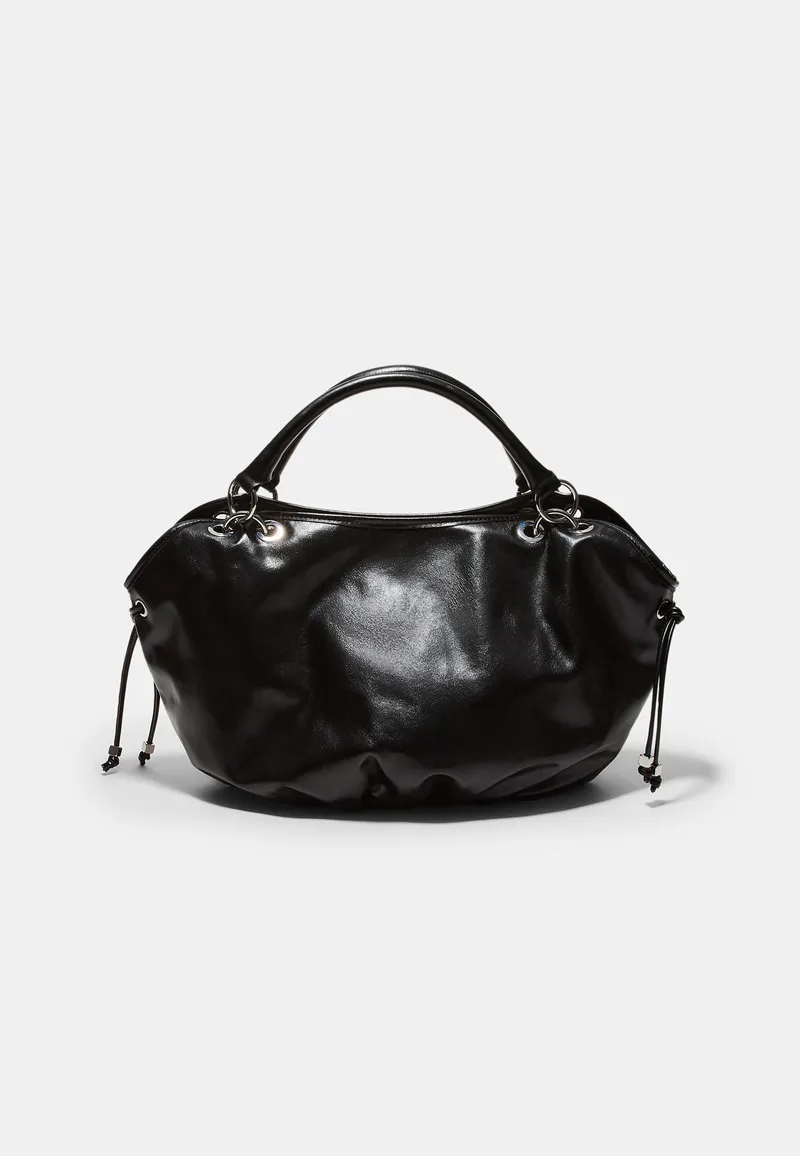 Stradivarius Τσάντα Shopper Στρογγυλή Με Μεταλλικές Λεπτομέρειες Μαύρο Os