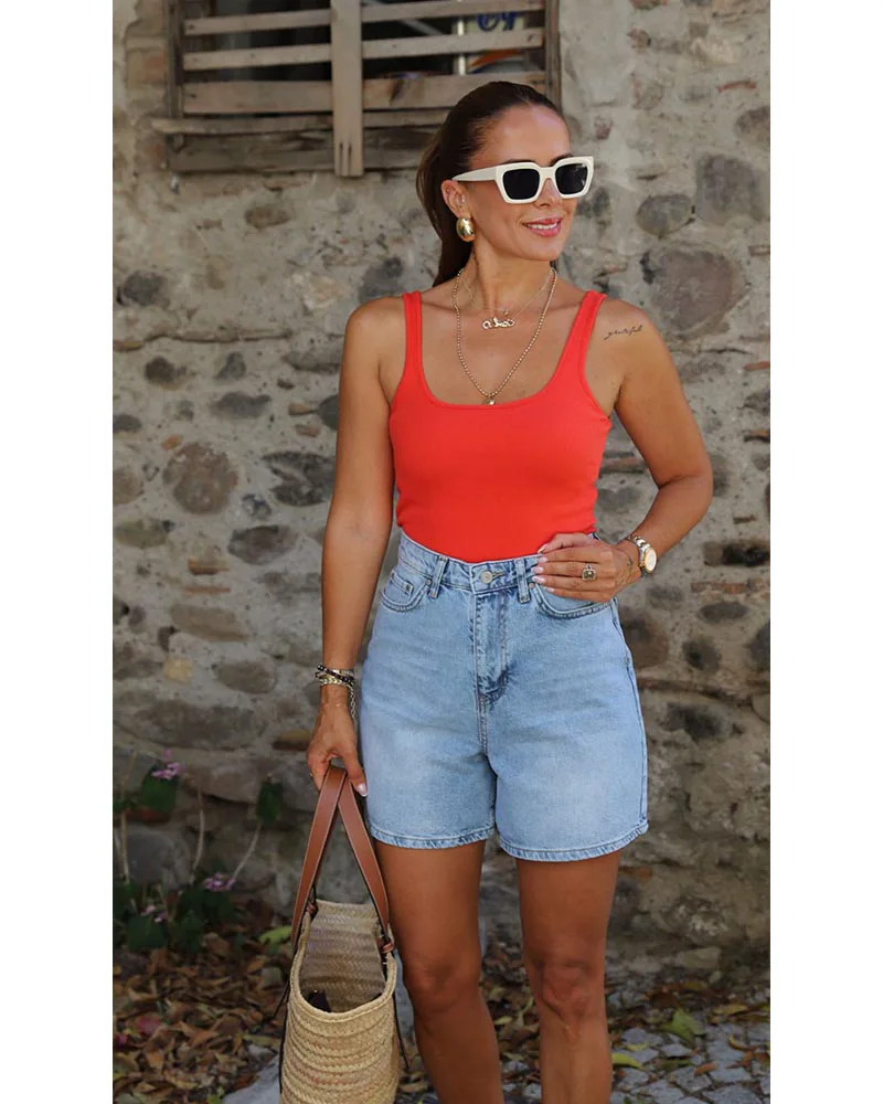 Perla γυναίκειο high waist jean σορτς