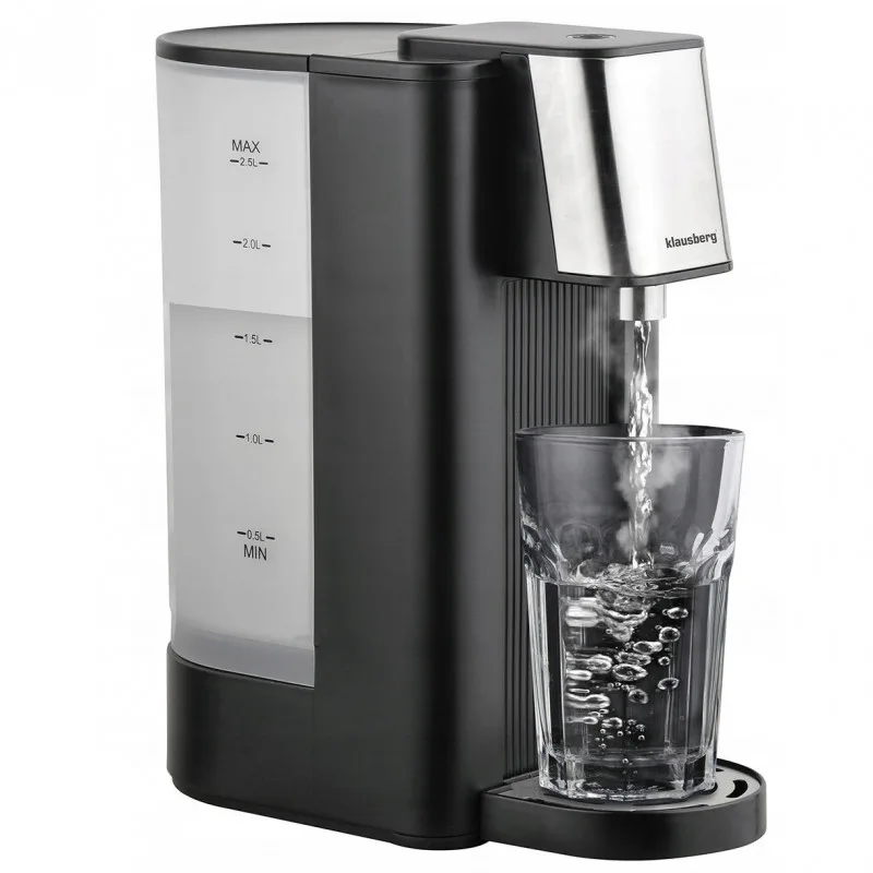 Διανομέας ζεστού νερού Klausberg KB 7877, 2600W, 2.5l, 95°C, 400-500ml/min, ένδειξη στάθμης νερού, CE, RoHS, Μαύρο
