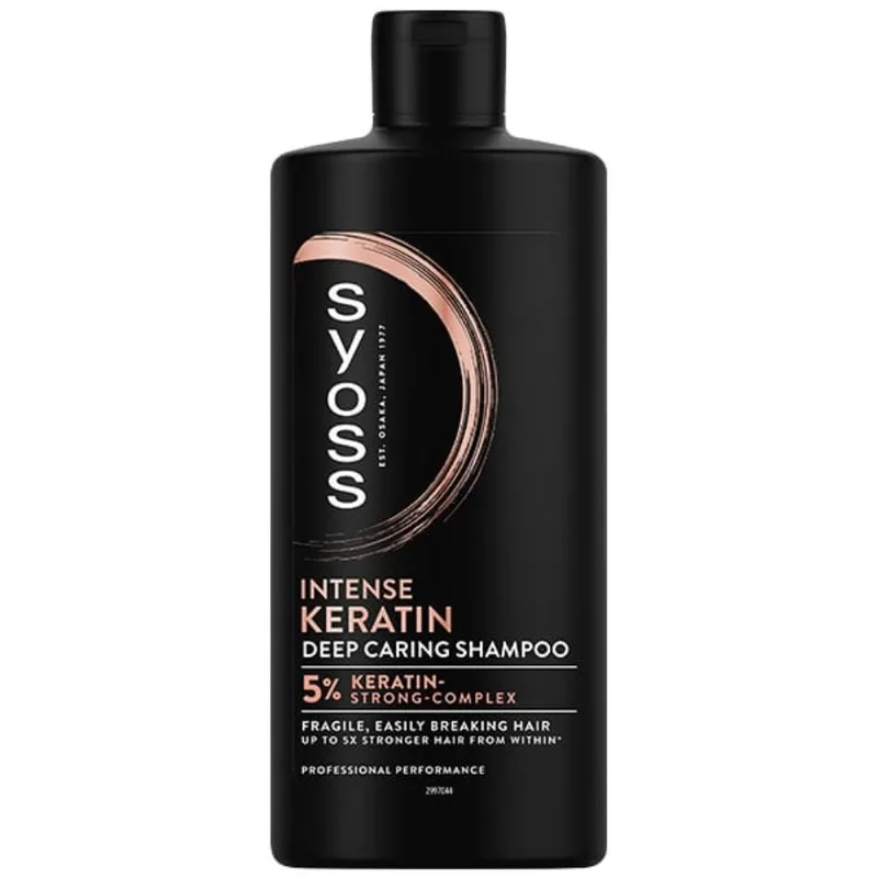 Syoss Intense Keratin 5% Strong & Complex Deep Caring Shampoo Hair Σαμπουάν με Κερατίνη για Αναδόμηση της Τρίχας στα Αδύναμα & Εύθραυστα Μαλλιά 440ml