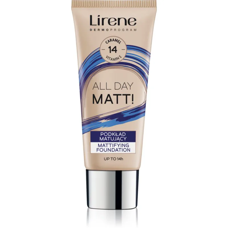Lirene ALL DAY MATT! ματ ρευστό μεικ απ για μακρόχρονη επίδραση απόχρωση 14 Caramel 30 ml