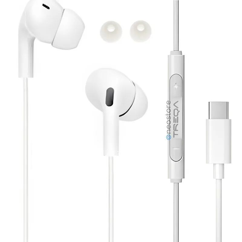 Ακουστικά Κινητού Handsfree In-ear με Βύσμα Type-C Treqa EP-757 Λευκό
