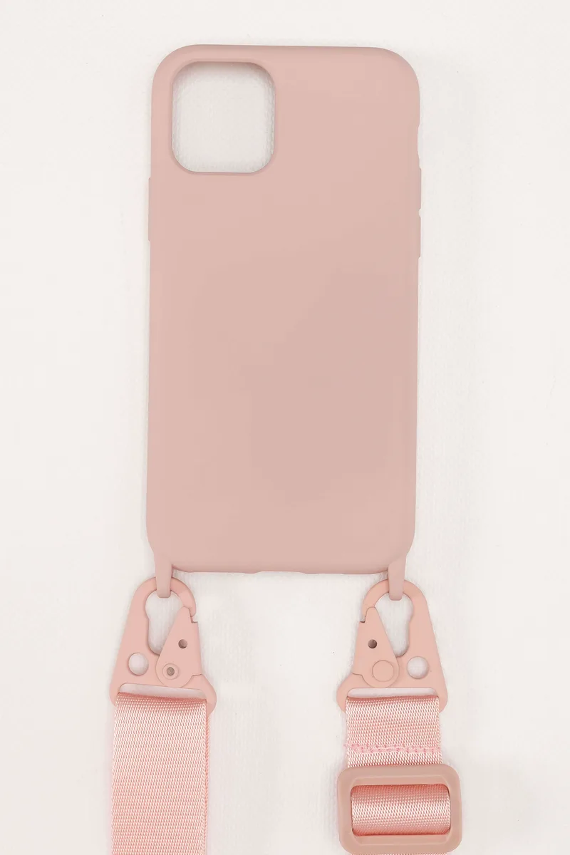 Silicone Case With Strap (IPhone 11Pro Max) - Ροζ
