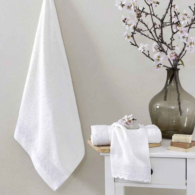 Πετσέτες Μπάνιου (Σετ 3τμχ) Nima Demur White 480gsm