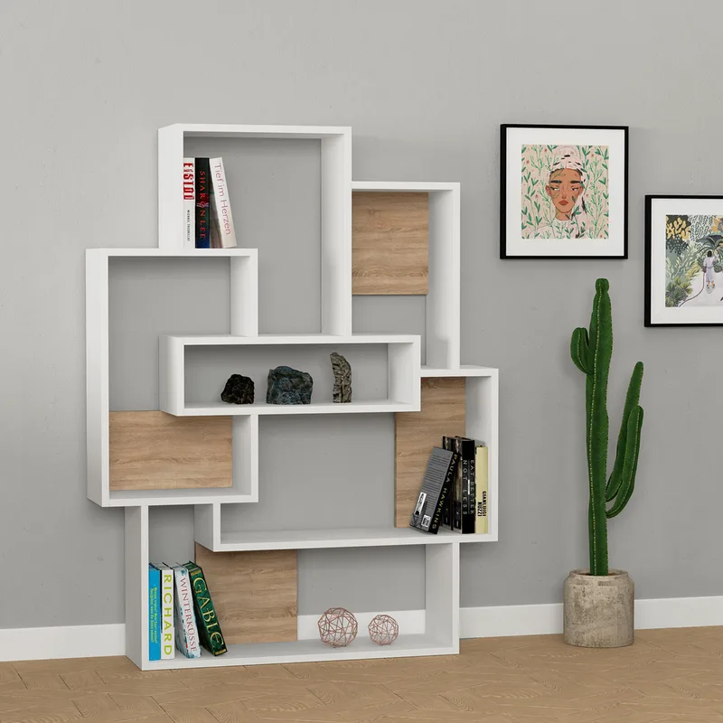 Ραφιέρα Δαπέδου 6 Θέσεων (101x22x132) A-G Barce 855DTE3690 White/Oak