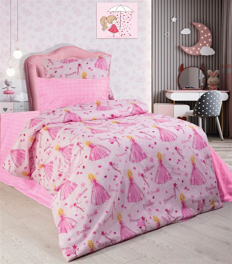 ΣΕΝΤΟΝΙΑ ΕΜΠΡΙΜΕ ΣΕΤ 3 τεμ kids Princess 392 160X240 Ροζ 70/30 Cott/Pol