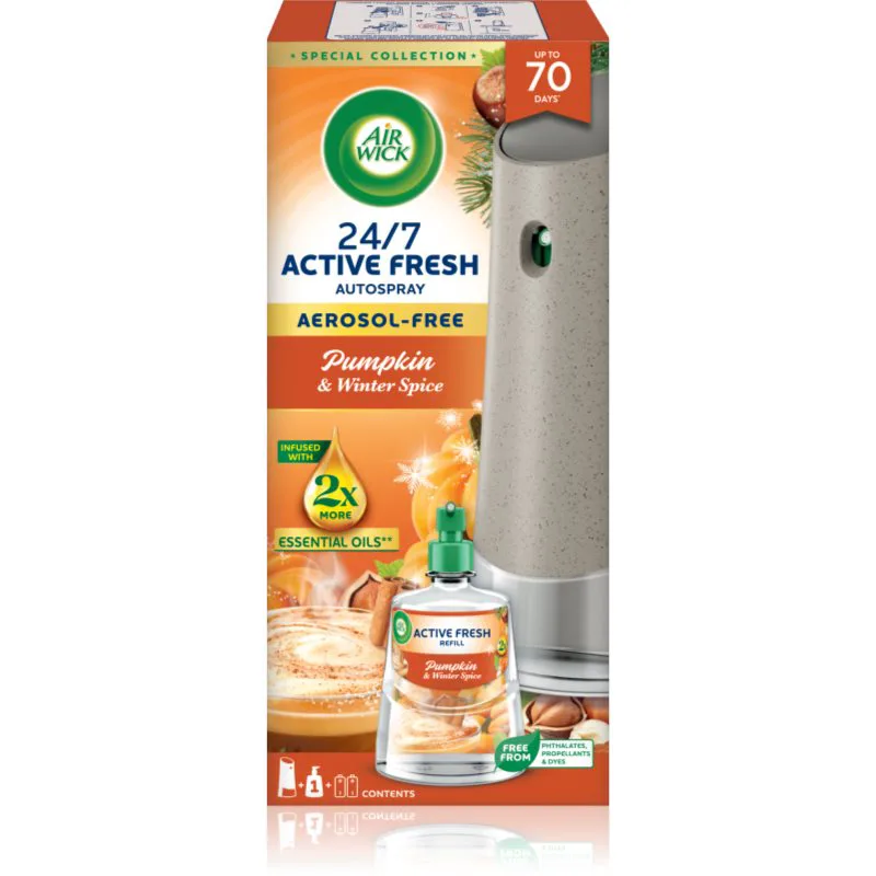 Air Wick Active Fresh Pumpkin & Winter Spice αυτόματο αποσμητικό χώρου με ανταλλακτικό 228 ml