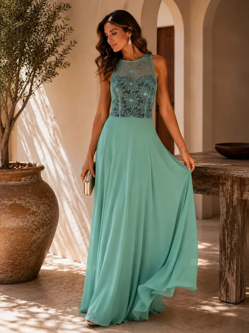 Maxi Φόρεμα Με Δαντέλα & Διαφάνεια – Βεραμάν | Dress Up Βεραμάν