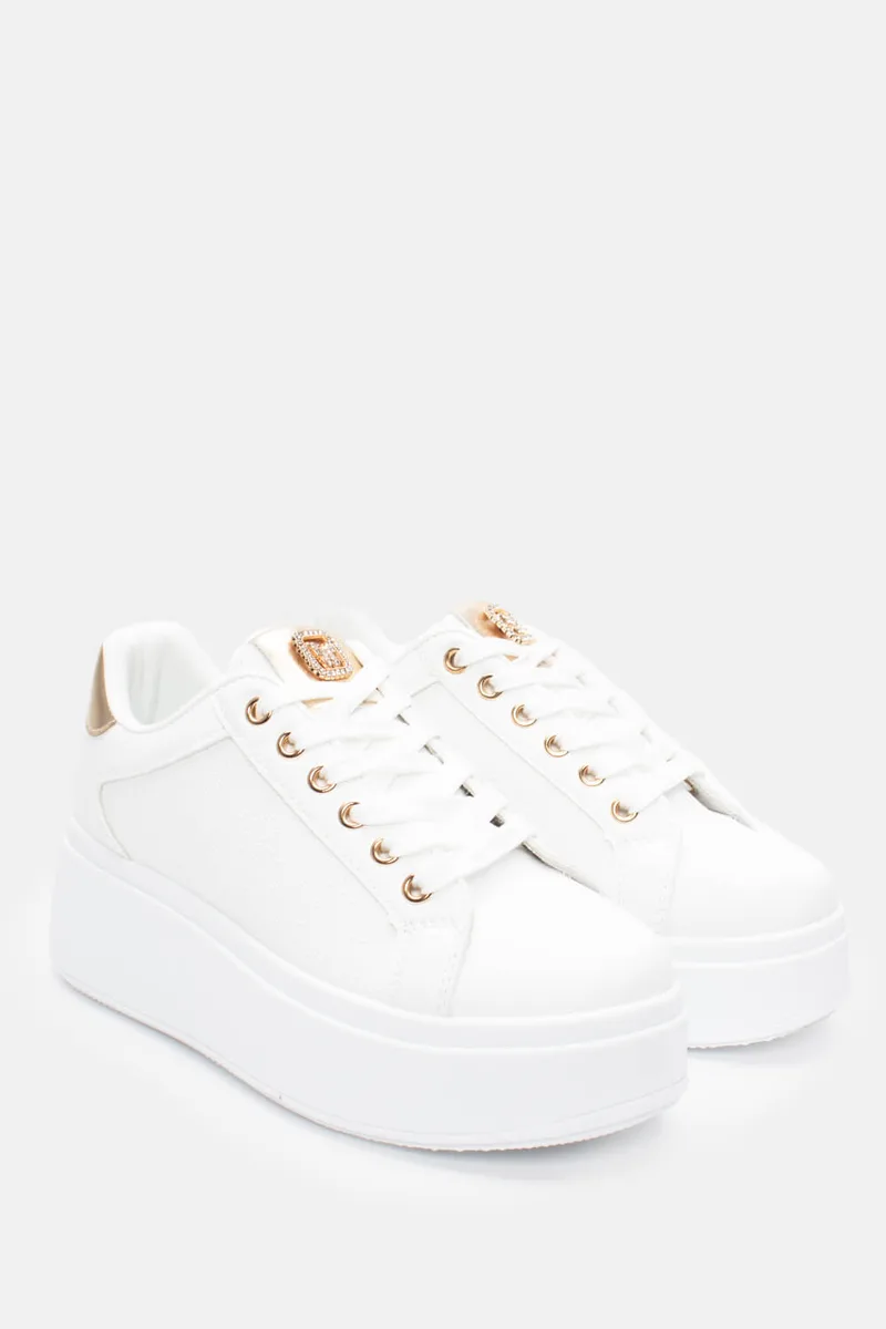 Sneakers Δίσολα με Διακοσμητικό απο Strass - Χρυσό